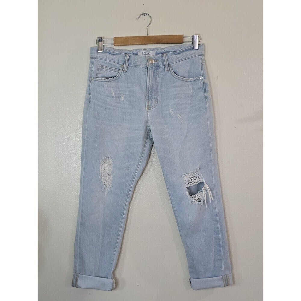 Lowrys Farm Japanese Denim Jeans Light Wash Distressed Straight Crop Medium - Picture 2 of 13